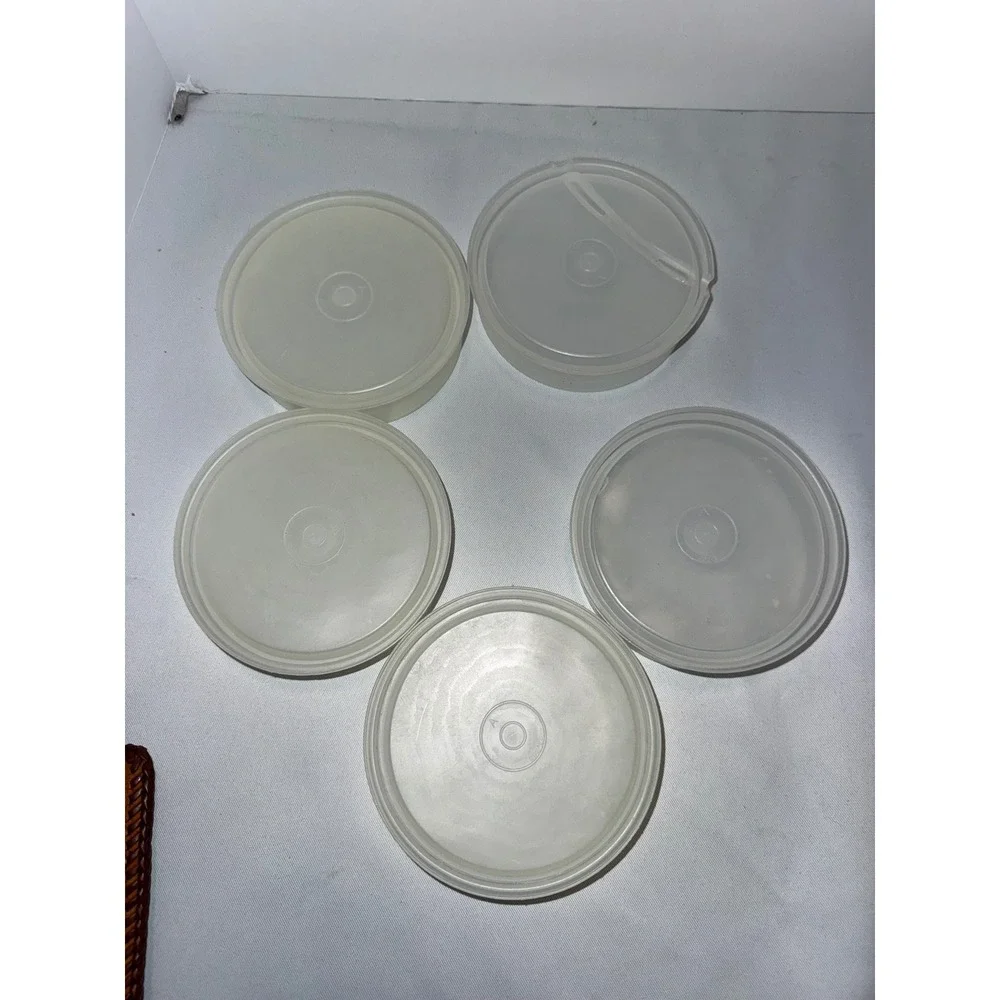 Tupperware Frosted Clear Stackable Bowls Set of 4 with 1 Lid Replacement Pieces